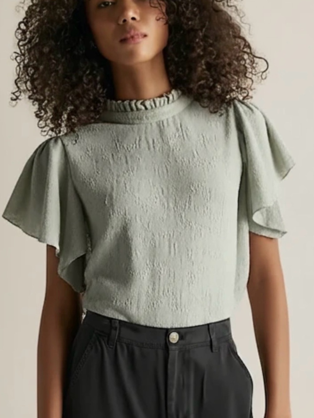 ELLIATT Ruffled Mock-Neck Flutter Sleeve Top - Picture 1 of 10